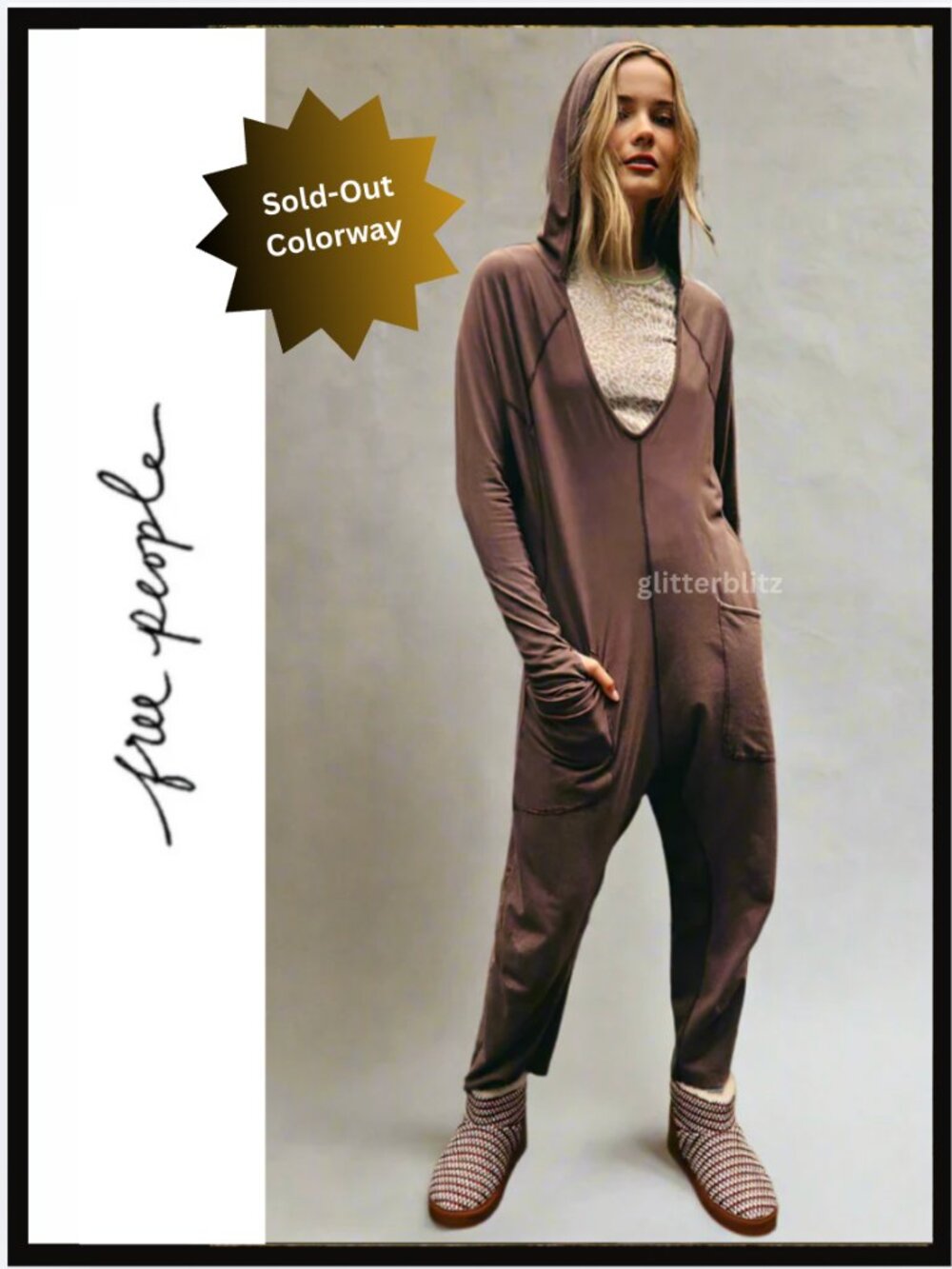 NWT Free People Movement Hot Shot Long Sleeve Hooded Onesie Dark Expresso Medium
